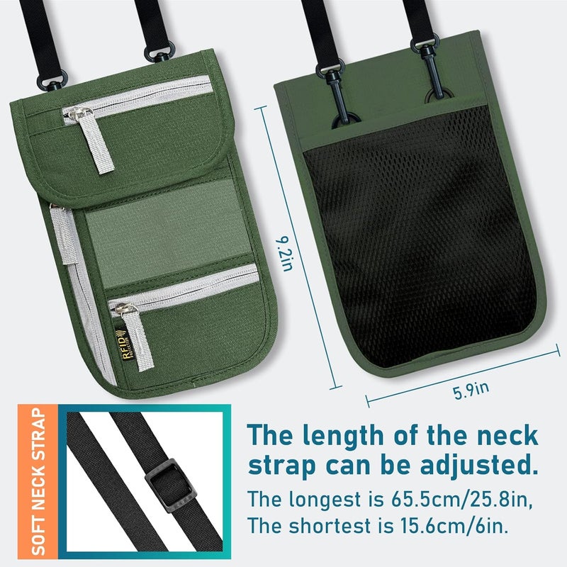Jonyee Travel Neck Wallet, RFID Blocking Passport Holder with Adjustable Neck Strap for Men and Women to Keep Cash, Credit Cards and Travel Documents Safe - B - Image 5